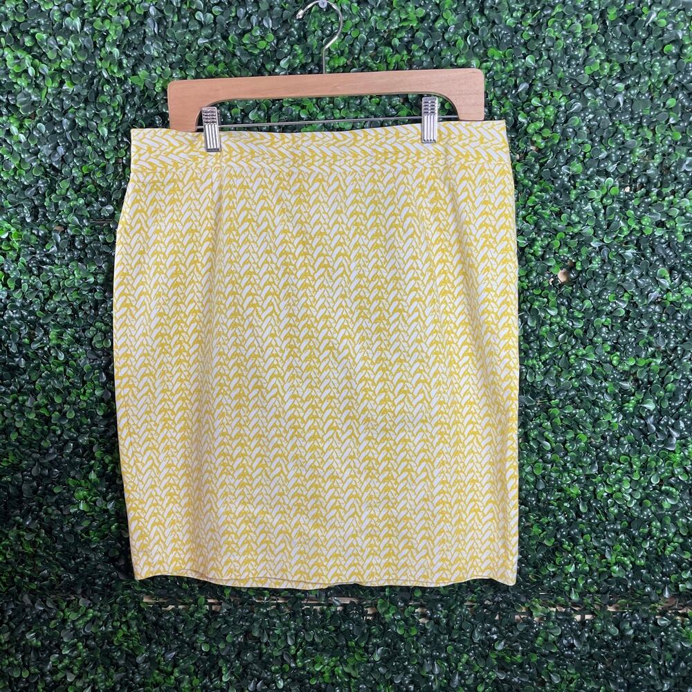Cynthia Rowley, Yellow White Pencil Skirt, Women’s Size 12
